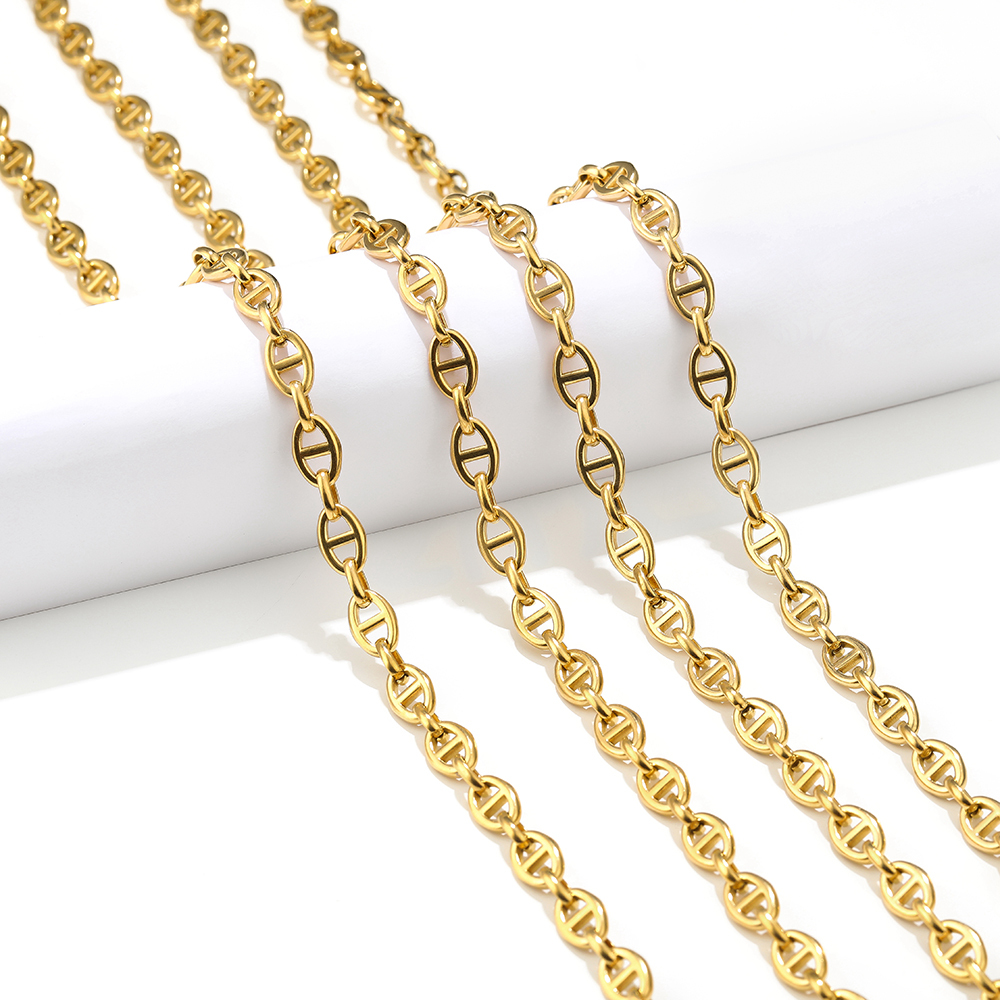 Hip Hop Chain Necklace - 1 Meter Stainless Steel Coffee Bean