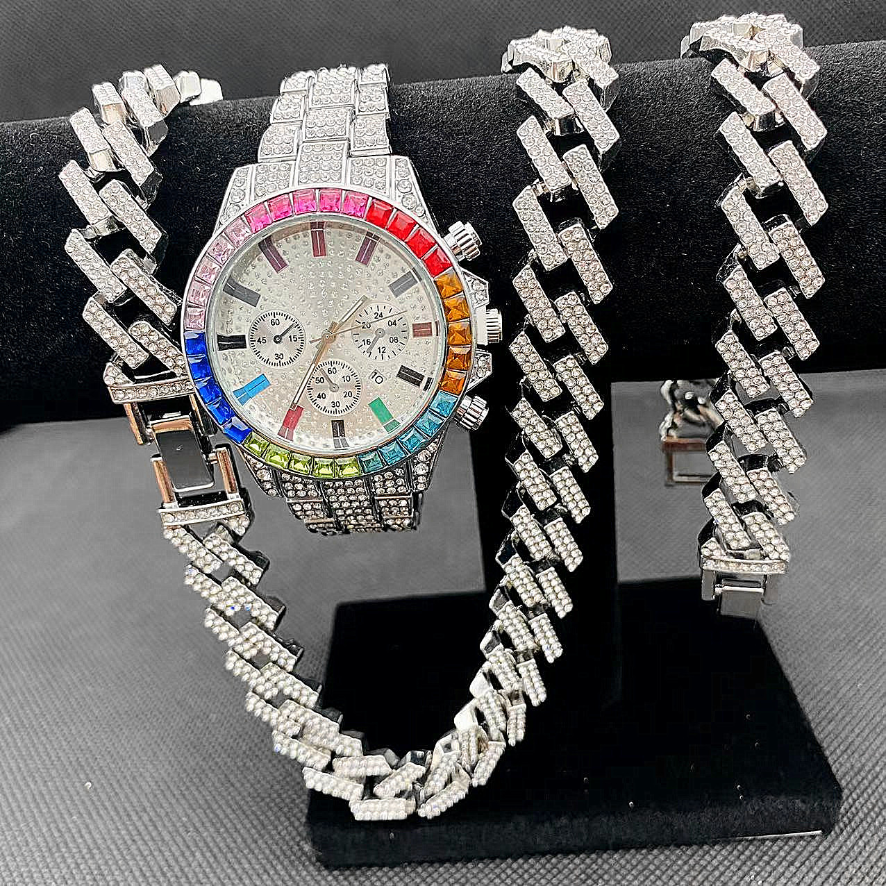 Best Jewelry Watches For Men - 3PCS Hip Hop Mens Women Jewelry