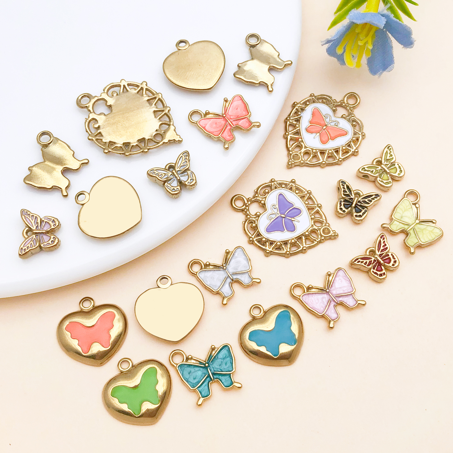 2pcs Stainless steel insect bu - Butterfly Pendant Necklace 리뷰 및 가격