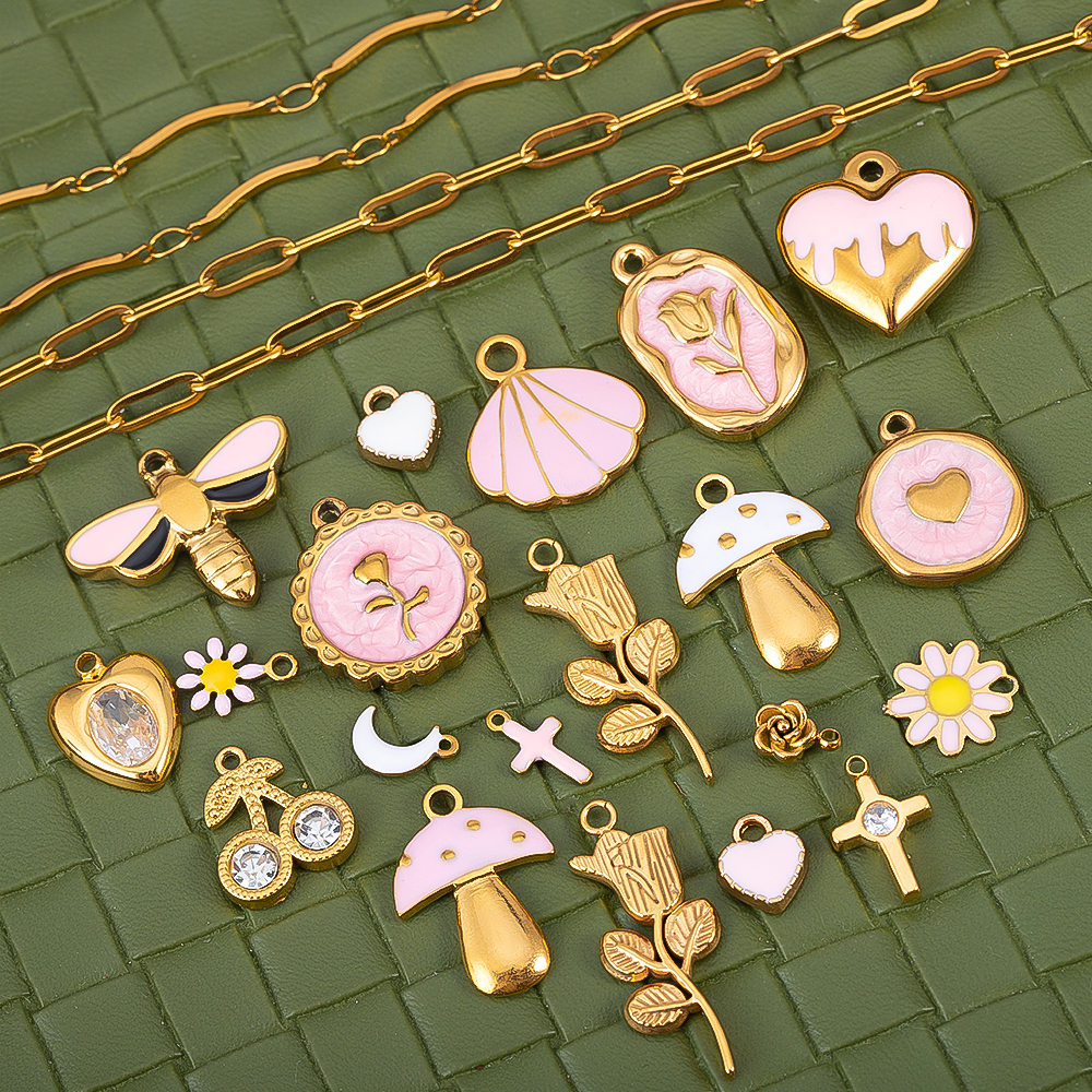 2pcs Gentle Pink Enamel Stainl - Butterfly Pendant Necklace 리뷰 및 가격