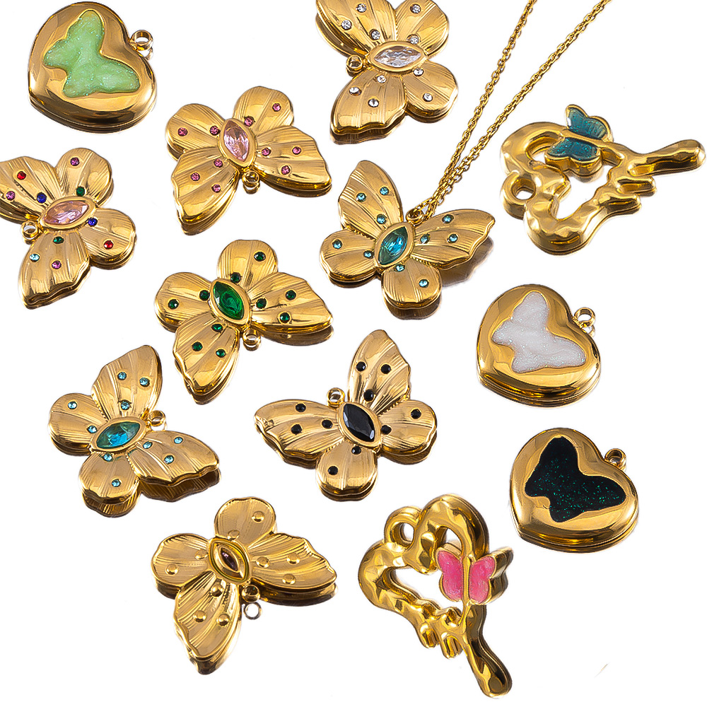 2pcs Enamel Butterfly Lava Lov - Butterfly Pendant Necklace 리뷰 및 가격