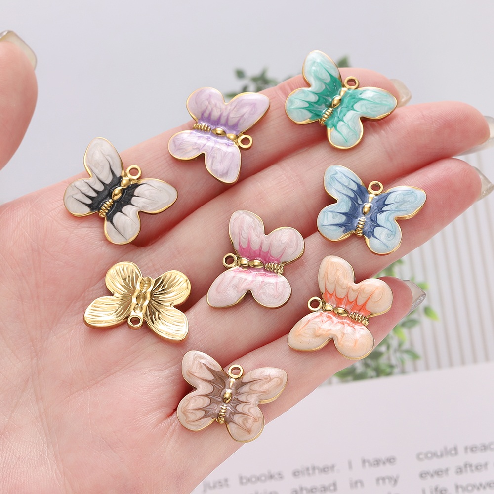 2pcs/lot Colorful Enamel Butte - Butterfly Pendant Necklace 리뷰 및 가격