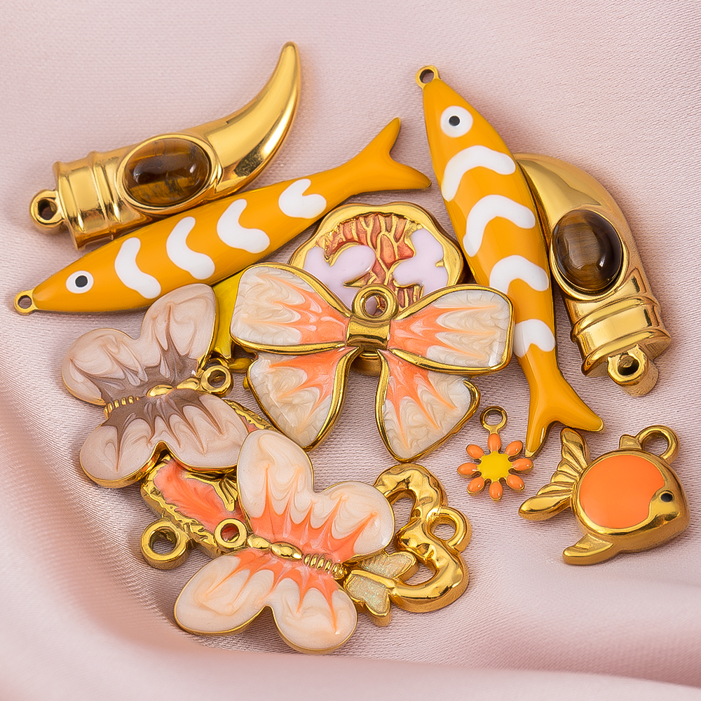 2pcs Stainless Steel Enamel Or - Butterfly Pendant Necklace 리뷰 및 가격