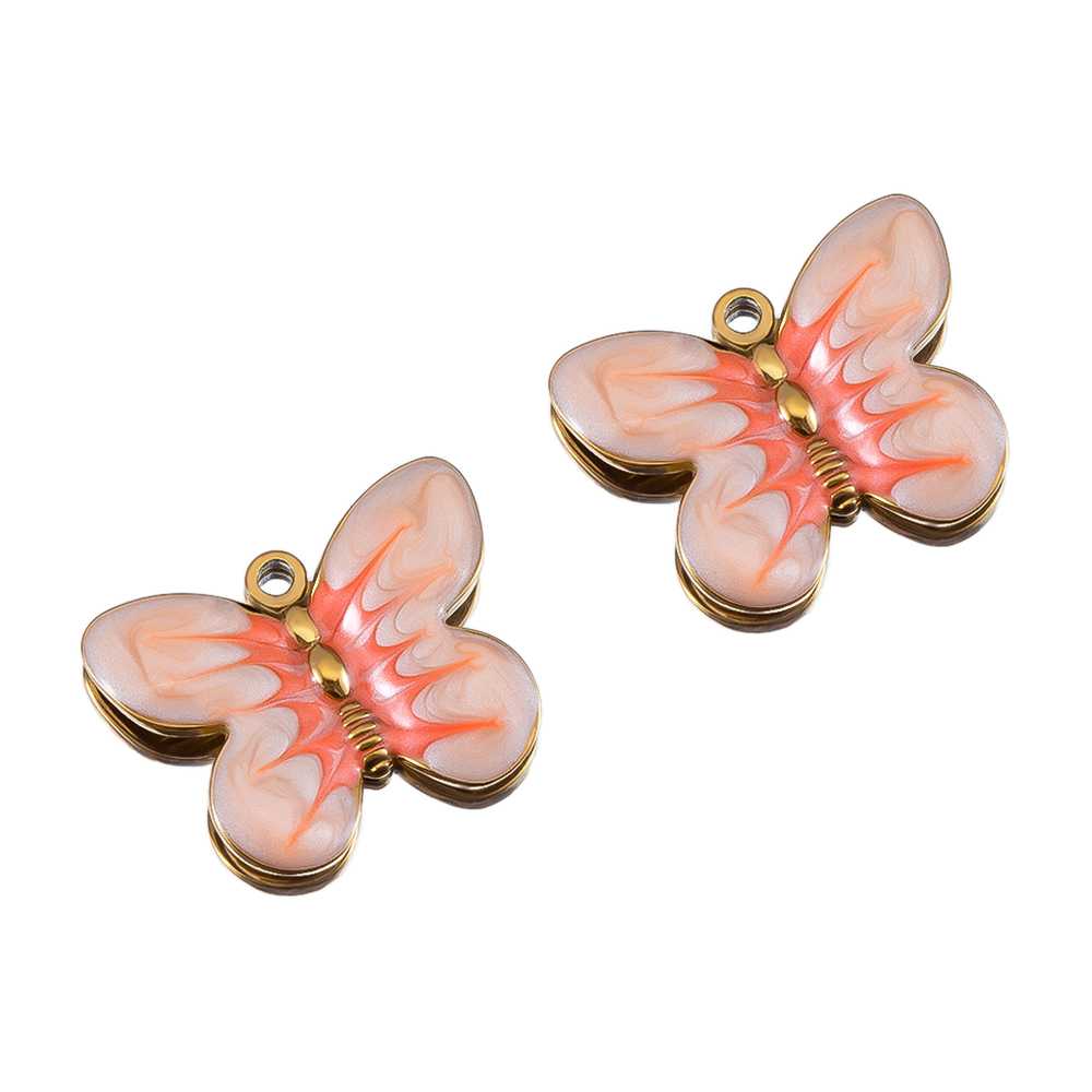 2pcs Stainless Steel Enamel Or - Butterfly Pendant Necklace 리뷰 및 가격