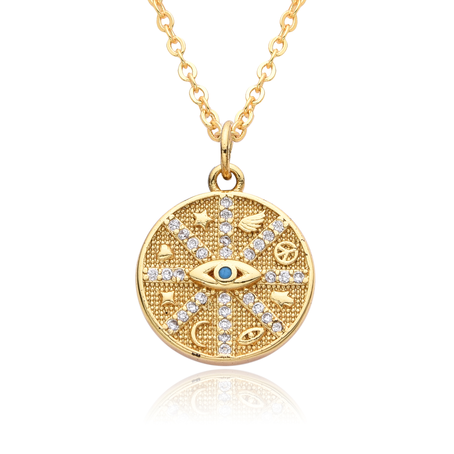 Y2K Gold Color Solar Sun Charm - Hip Hop Chain Necklace 리뷰 및 가격