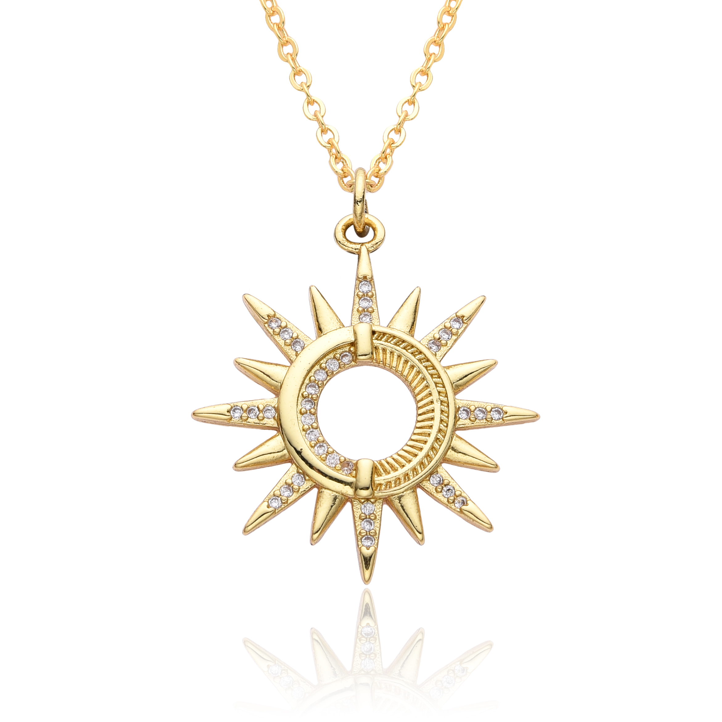 Y2K Gold Color Solar Sun Charm - Hip Hop Chain Necklace 리뷰 및 가격