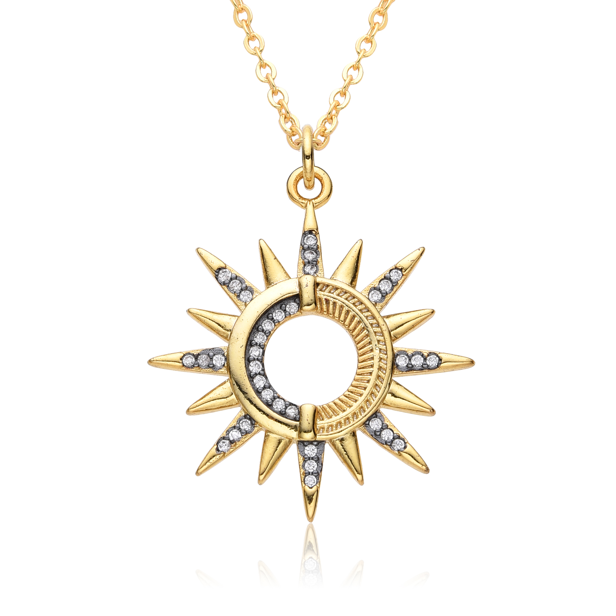 Y2K Gold Color Solar Sun Charm - Hip Hop Chain Necklace 리뷰 및 가격