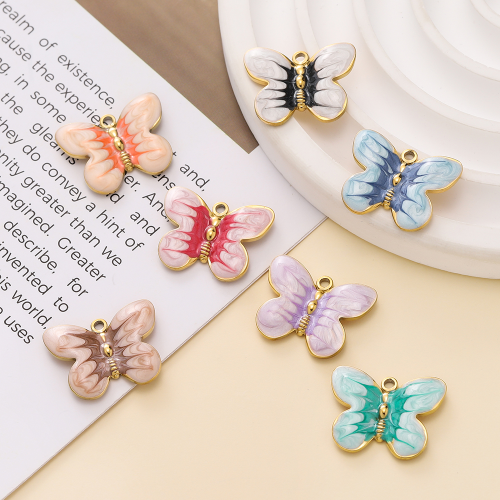 2pcs/lot Colorful Enamel Butte - Butterfly Pendant Necklace 리뷰 및 가격